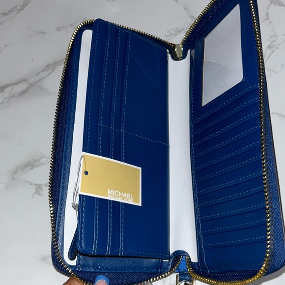 NWT Michael Kors Jet Set Charm River Blue Large Travel Continental Wallet - Picture 6 of 10